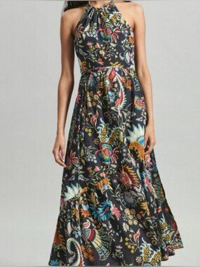 Rachel Comey Sazerac Cotton Halter Dress in Black Paisley New